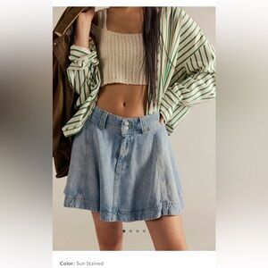 Free People Blue Denim Mini Skirt